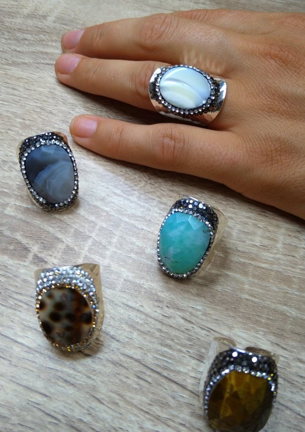 bague argentee ajustable boheme hypnochic ensemble