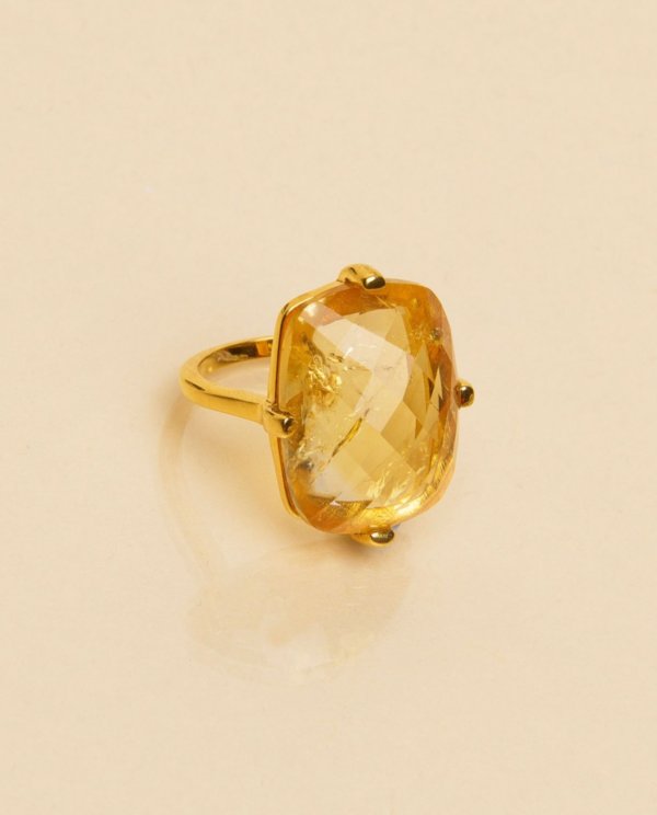 bague rectangle citrine