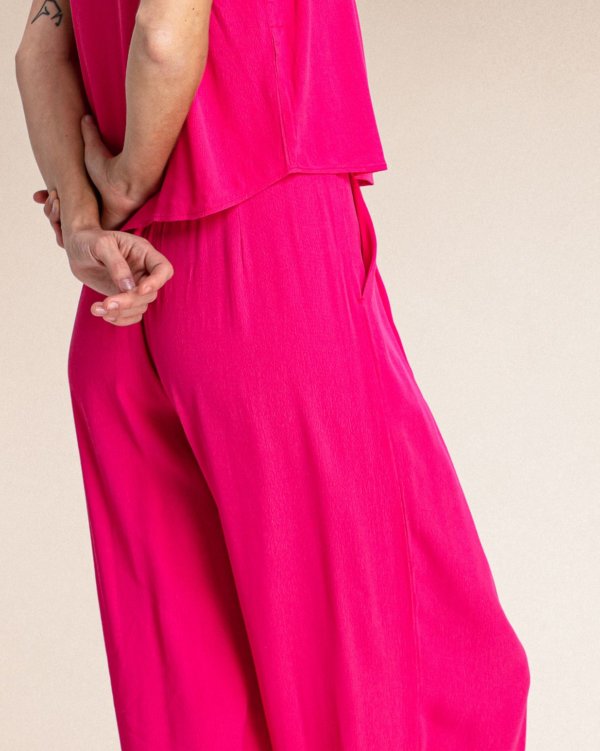 pantalon a pince Charly rose fluo detail