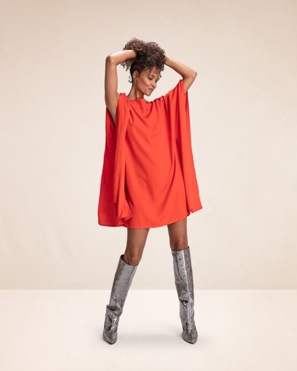 robe courte chauve souris kimono orange parrot