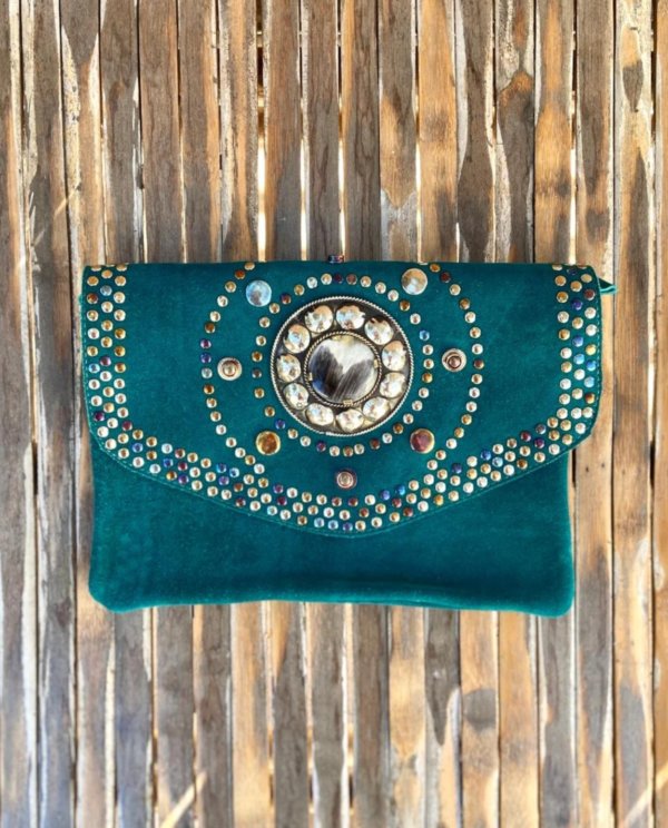 pochette opium turquoise